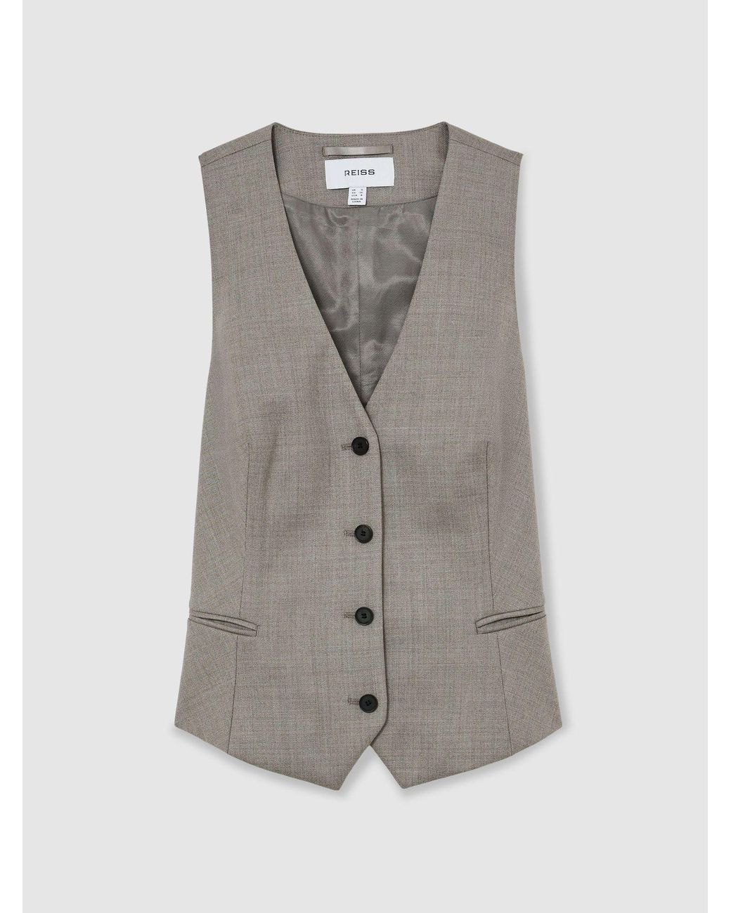 Reiss Gray Wool-Blend Tailored Waistcoat