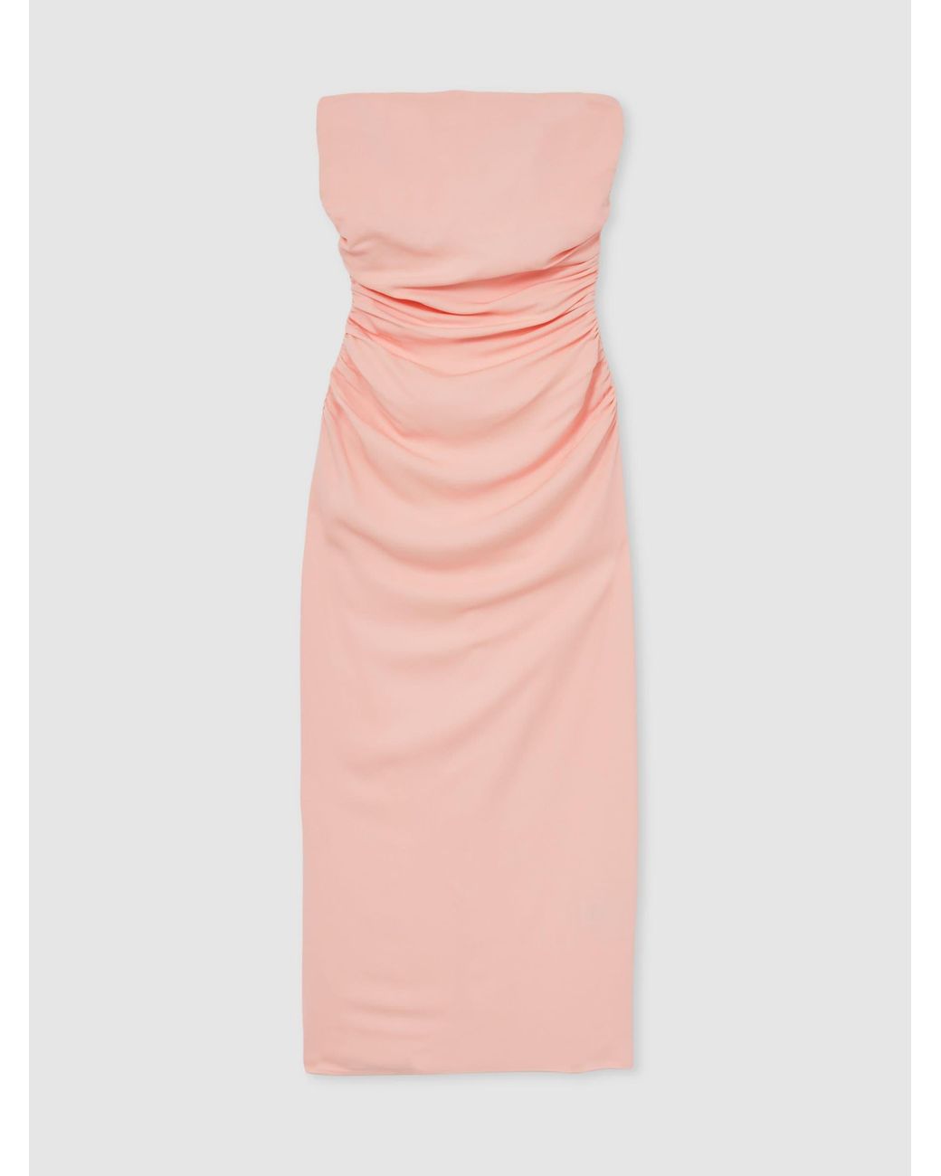 Reiss Pink Ruched Strapless Bodycon Dress