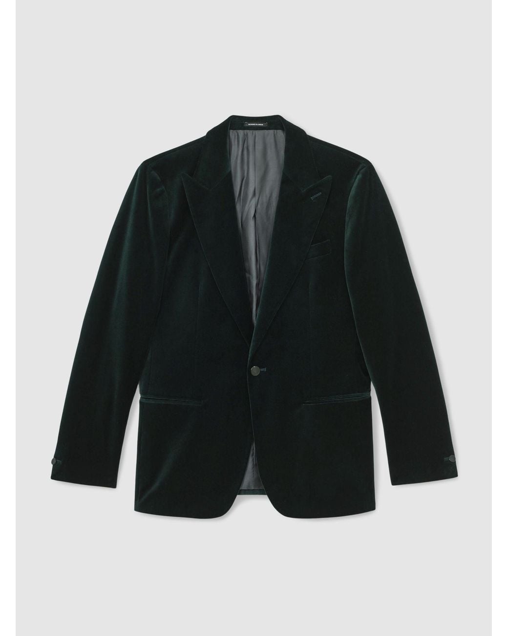 Reiss Blue Single-Breasted Velvet Blazer Tailored-Fit for men