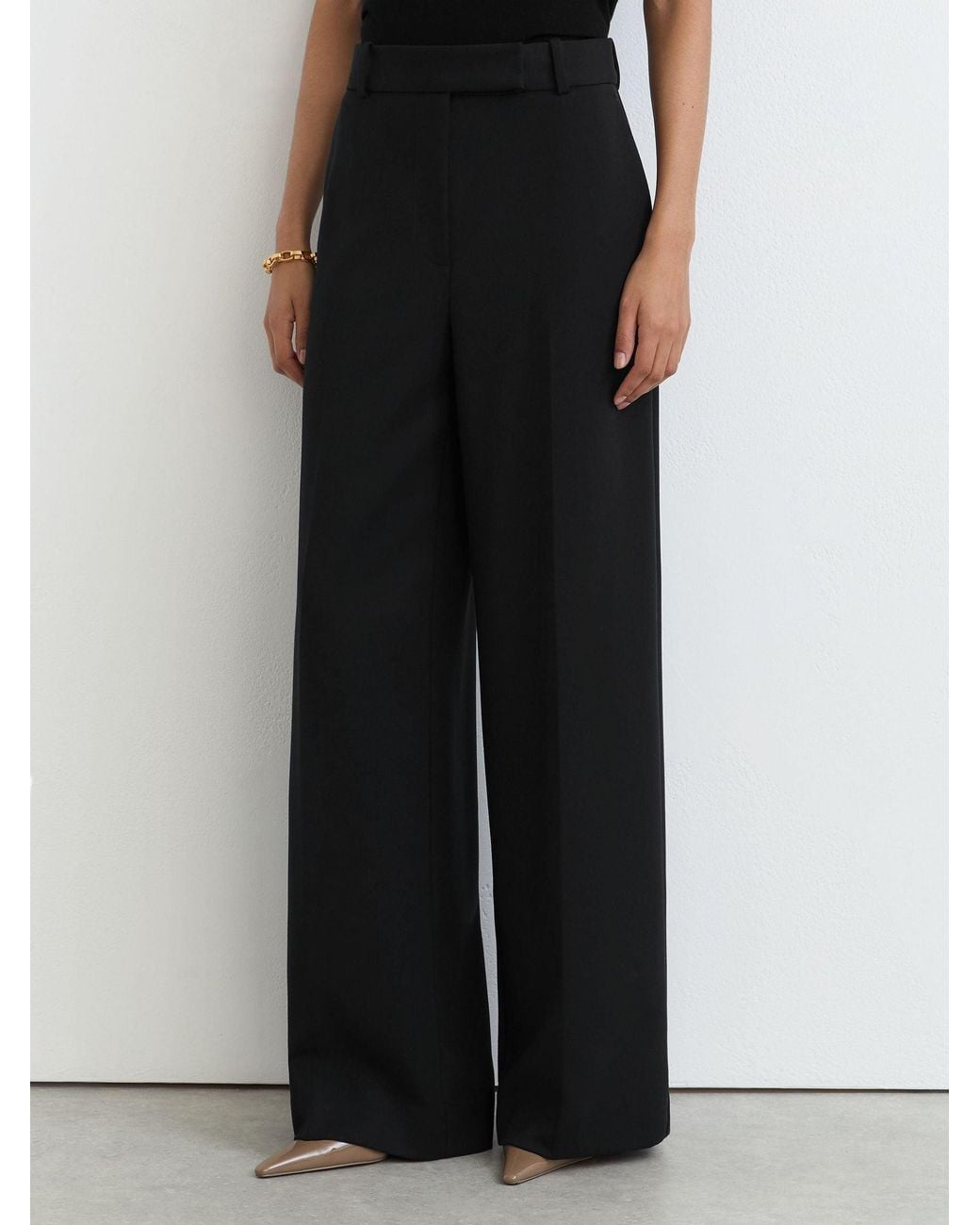 Reiss Black Tall Wide-Leg Suit Trousers