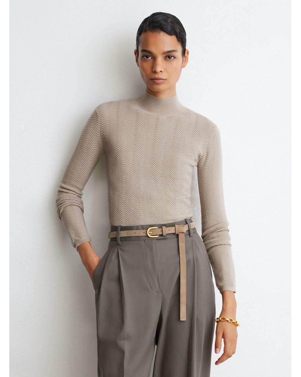 Reiss Multicolor Wool-Blend Textured-Knit Top
