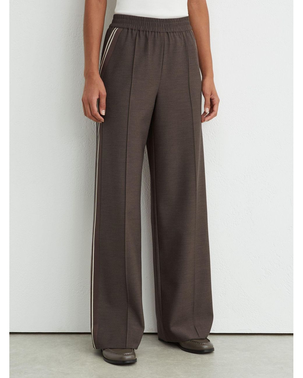 Reiss Multicolor Petite Mélange Side-Stripe Wide-Leg Trousers