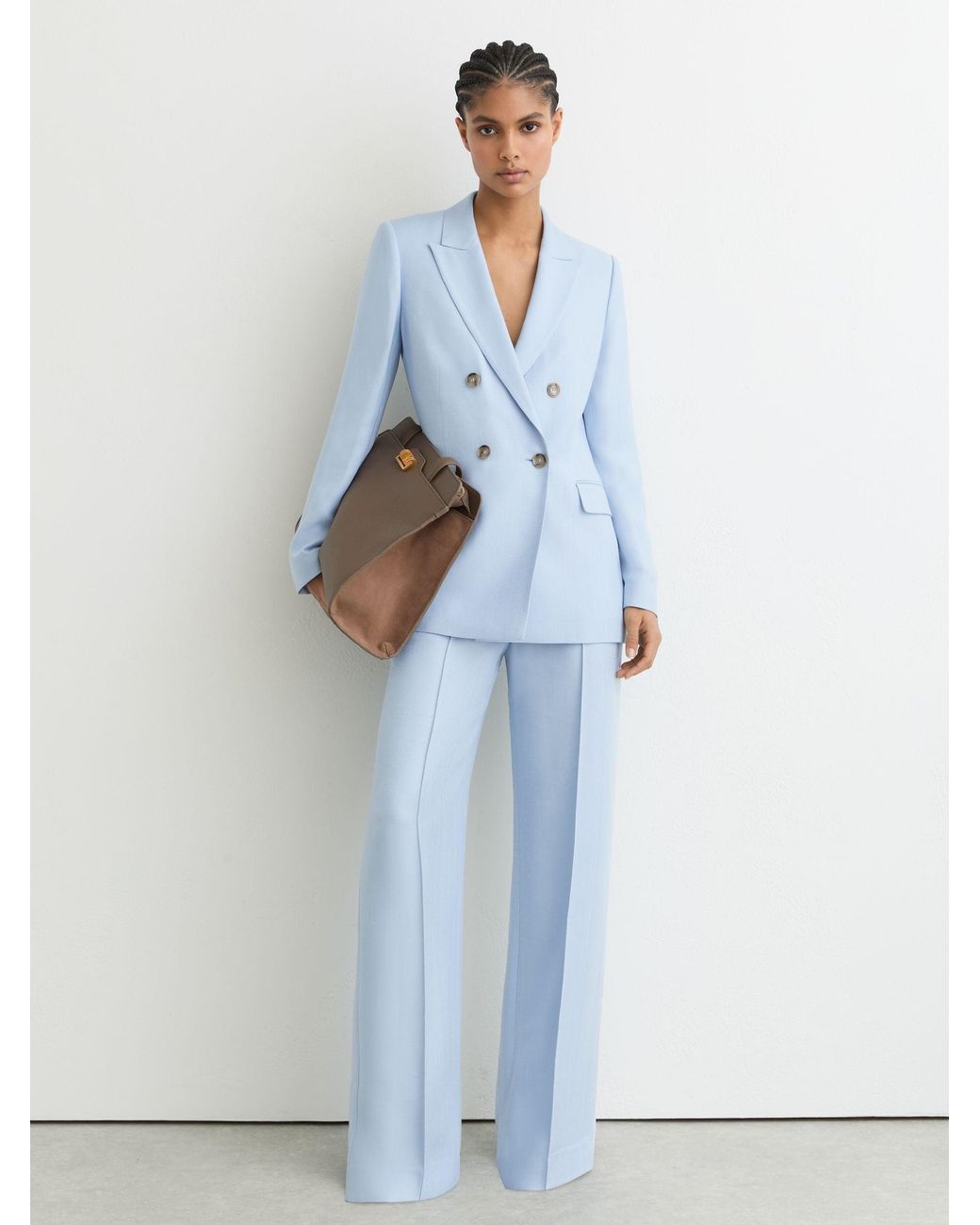 Reiss Blue Double-Breasted Peak-Lapel Suit Jacket
