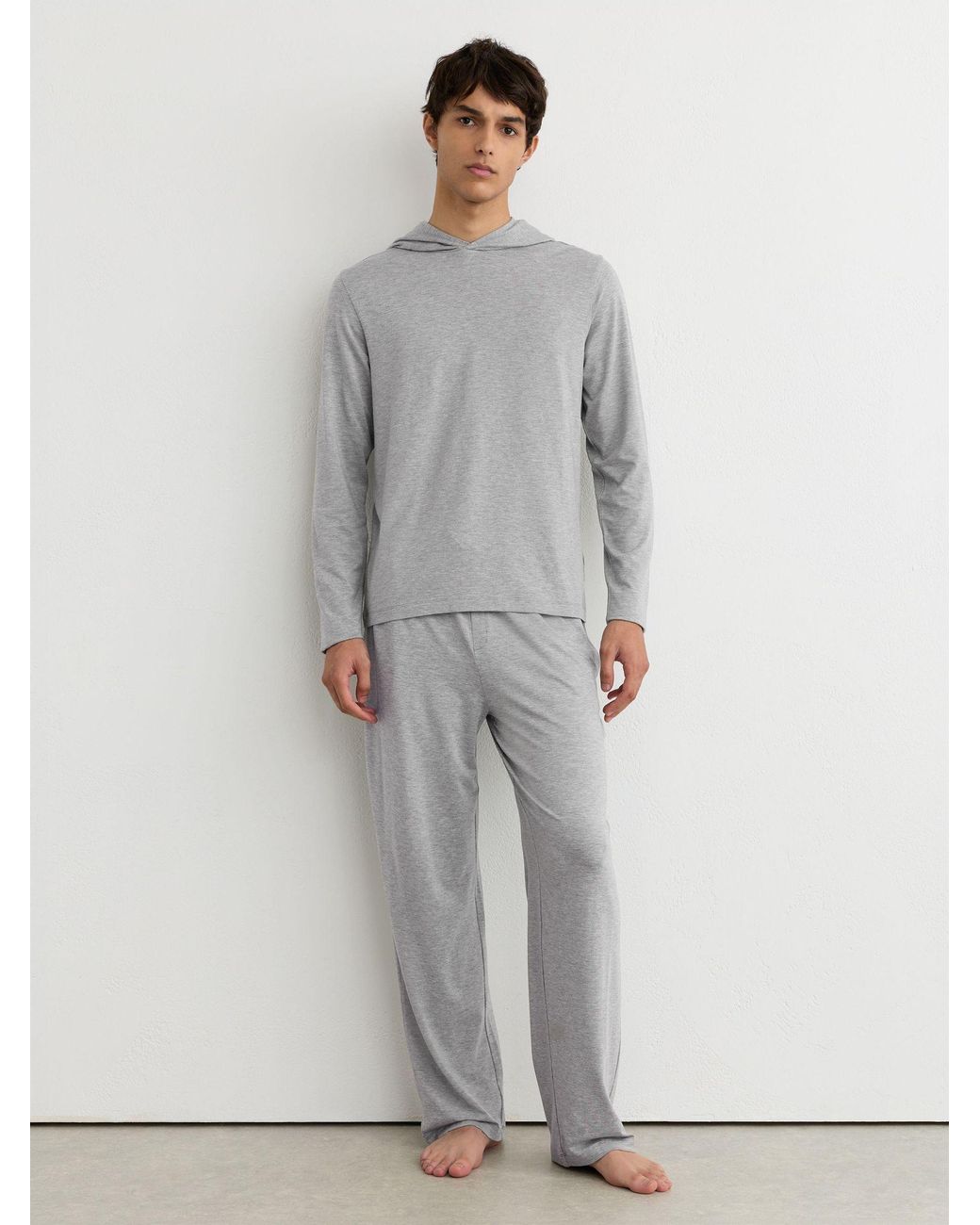 Reiss Gray Hudson Lyocell-Blend Jersey Lounge Hoodie for men