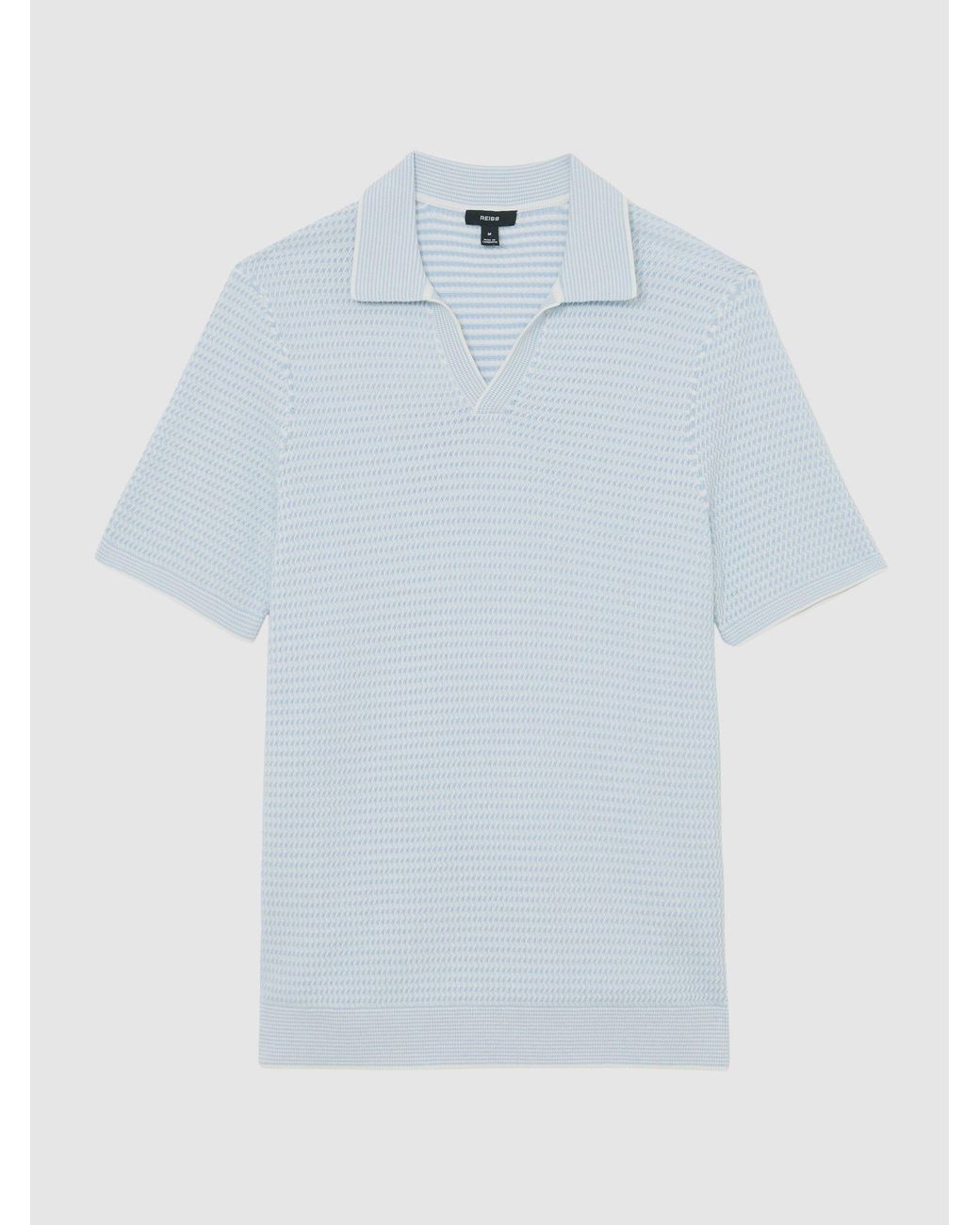 Reiss White Redbury - Soft Blue Open-collar Textured-knit Polo Shirt, M for men
