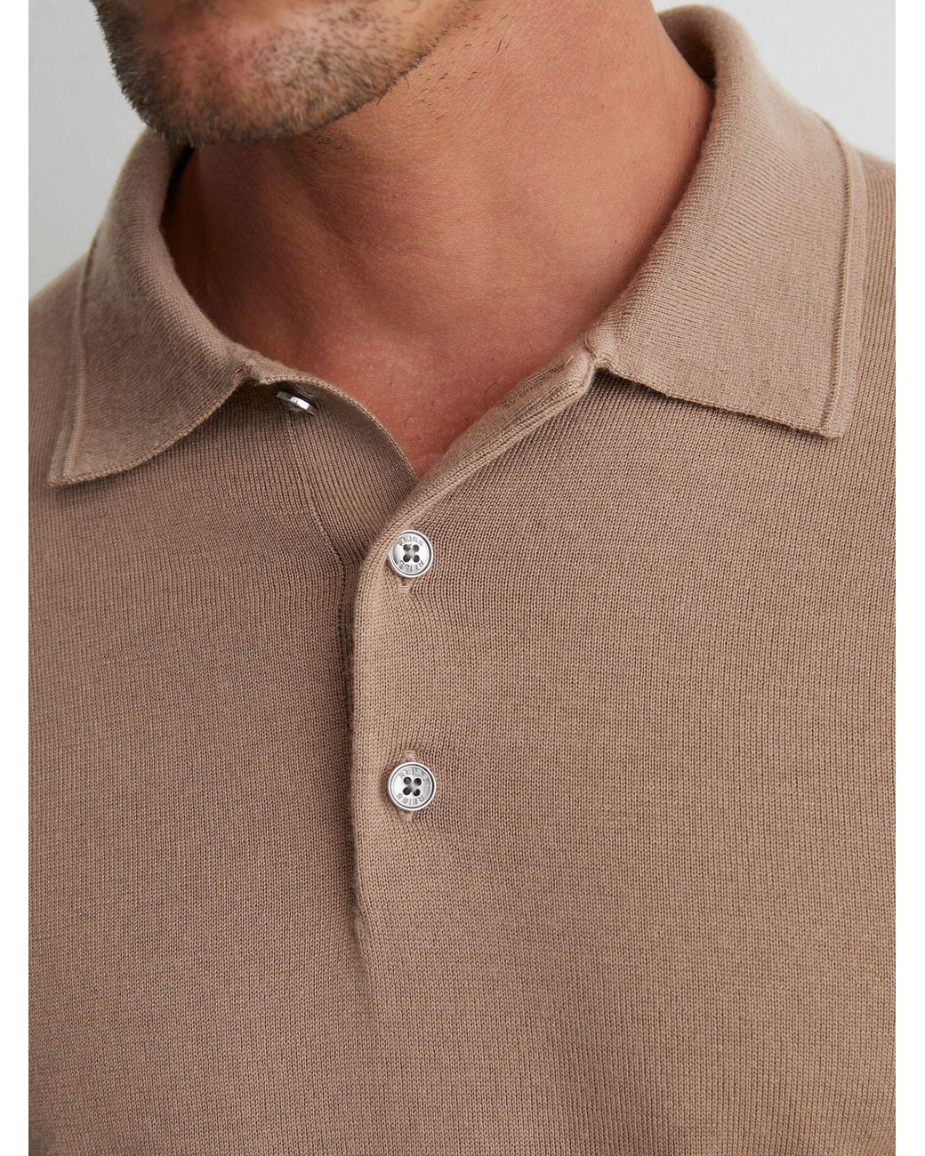 Reiss Brown Merino Wool Long-Sleeve Polo Shirt for men