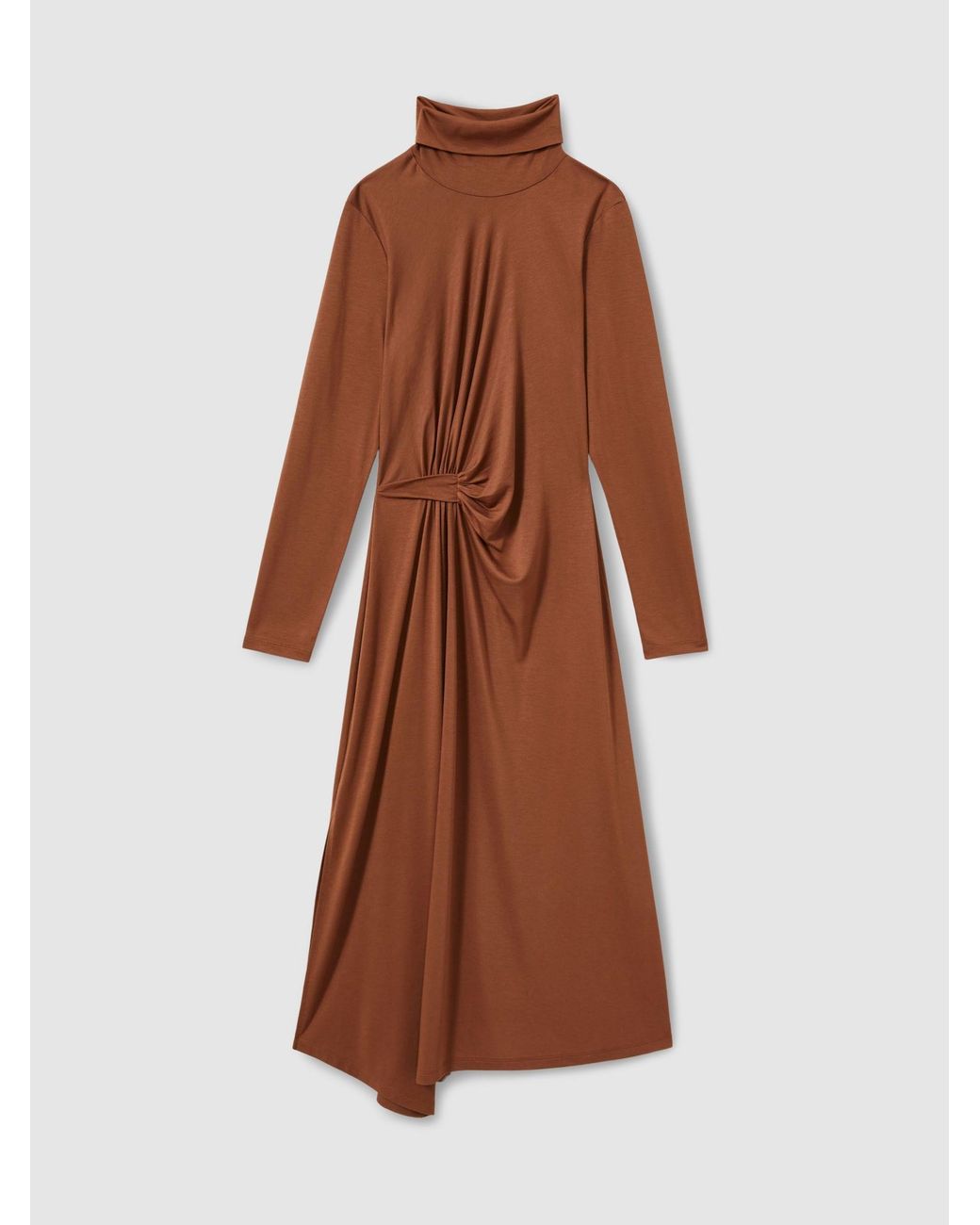 Reiss Natural Petite Draped Jersey Midi Dress