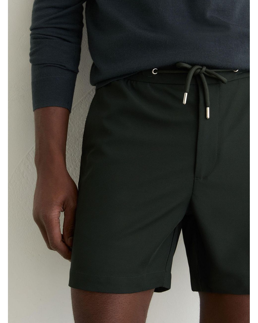 Reiss White Newmark Textured Drawstring Shorts for men