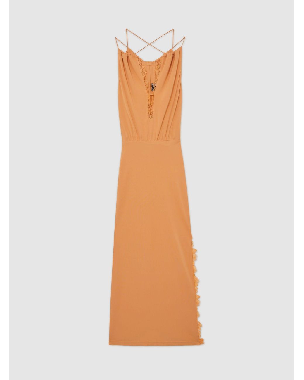 Reiss White Reiss Lace Trim Drape Jersey Maxi Dress