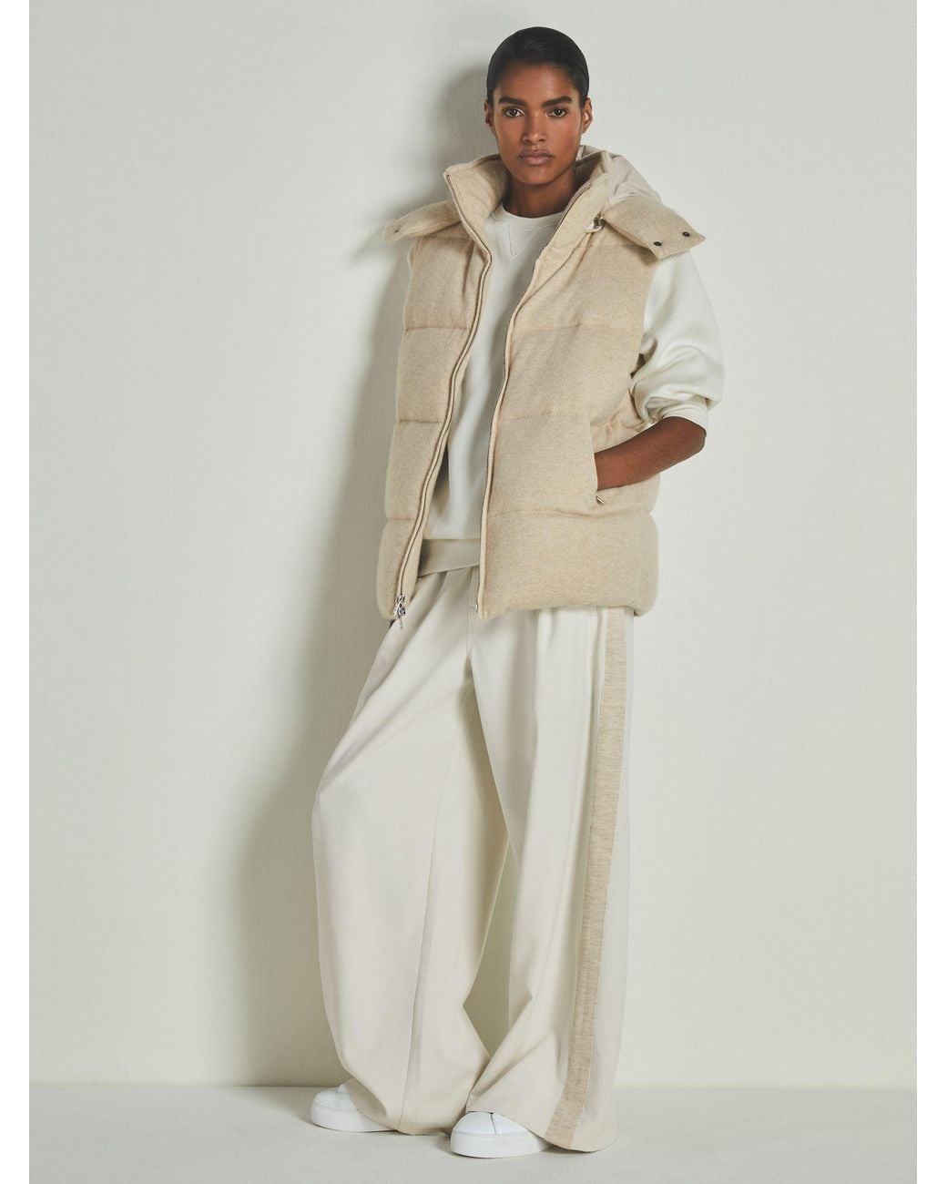 Les 100 Ciels Natural S Stone Brushed-Cashmere Down Gilet
