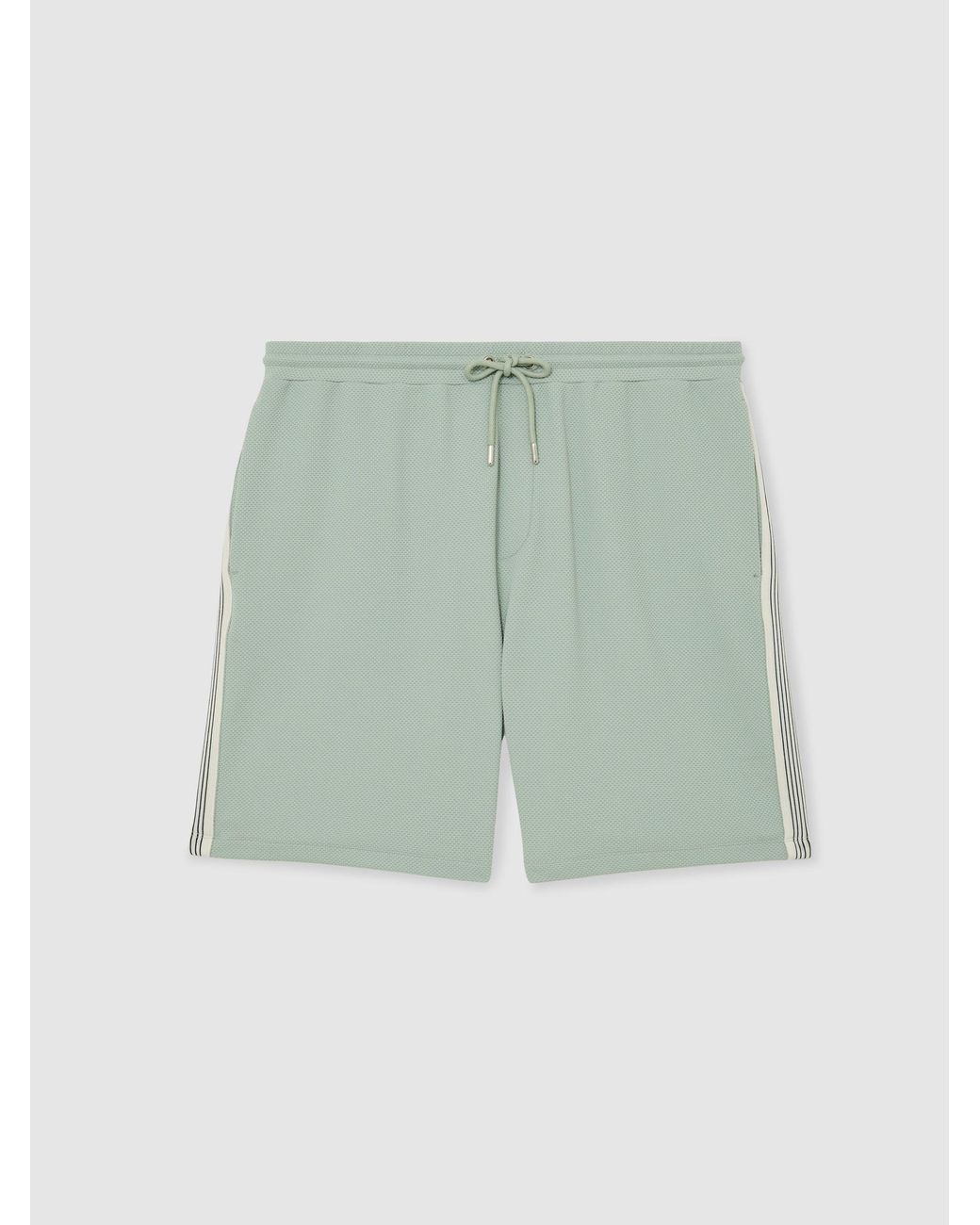 Reiss Blue Textured Side-Stripe Drawstring Shorts for men