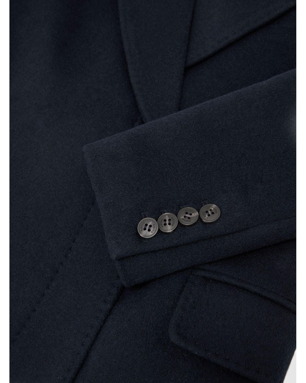 ATELIER Blue Wool-Blend Double-Breasted Long Coat