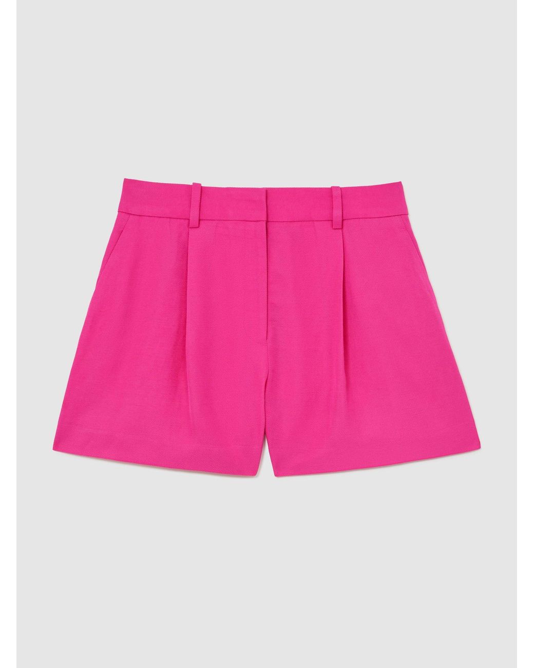 Reiss Pink Charli Tailored Shorts With Linen