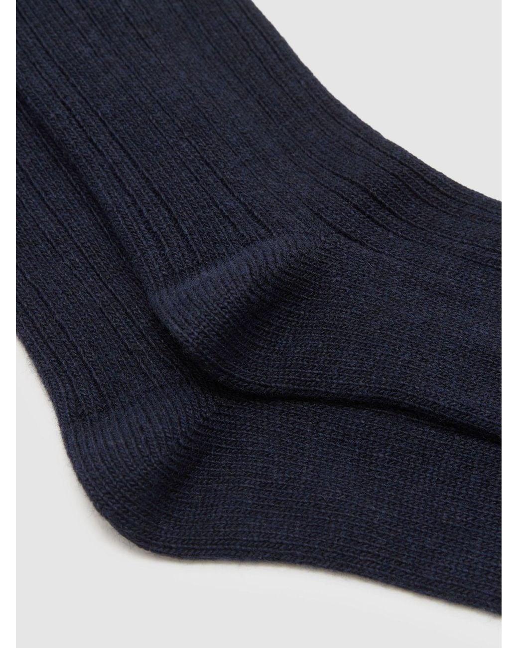 Reiss Blue Wool-Blend Ribbed Socks With Cashmere, S & M for men