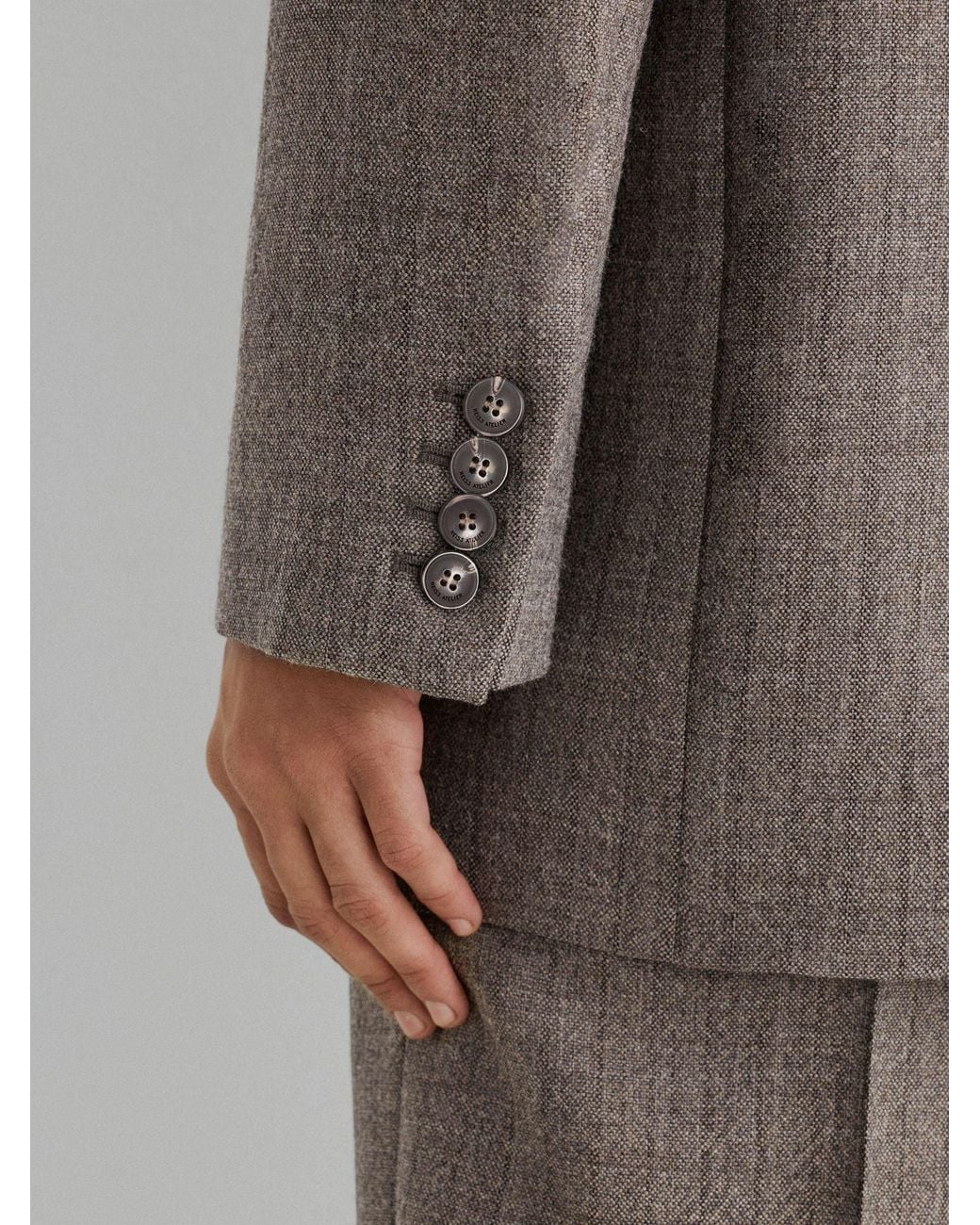 ATELIER Black Wool Woven Relaxed Double-Breasted Blazer