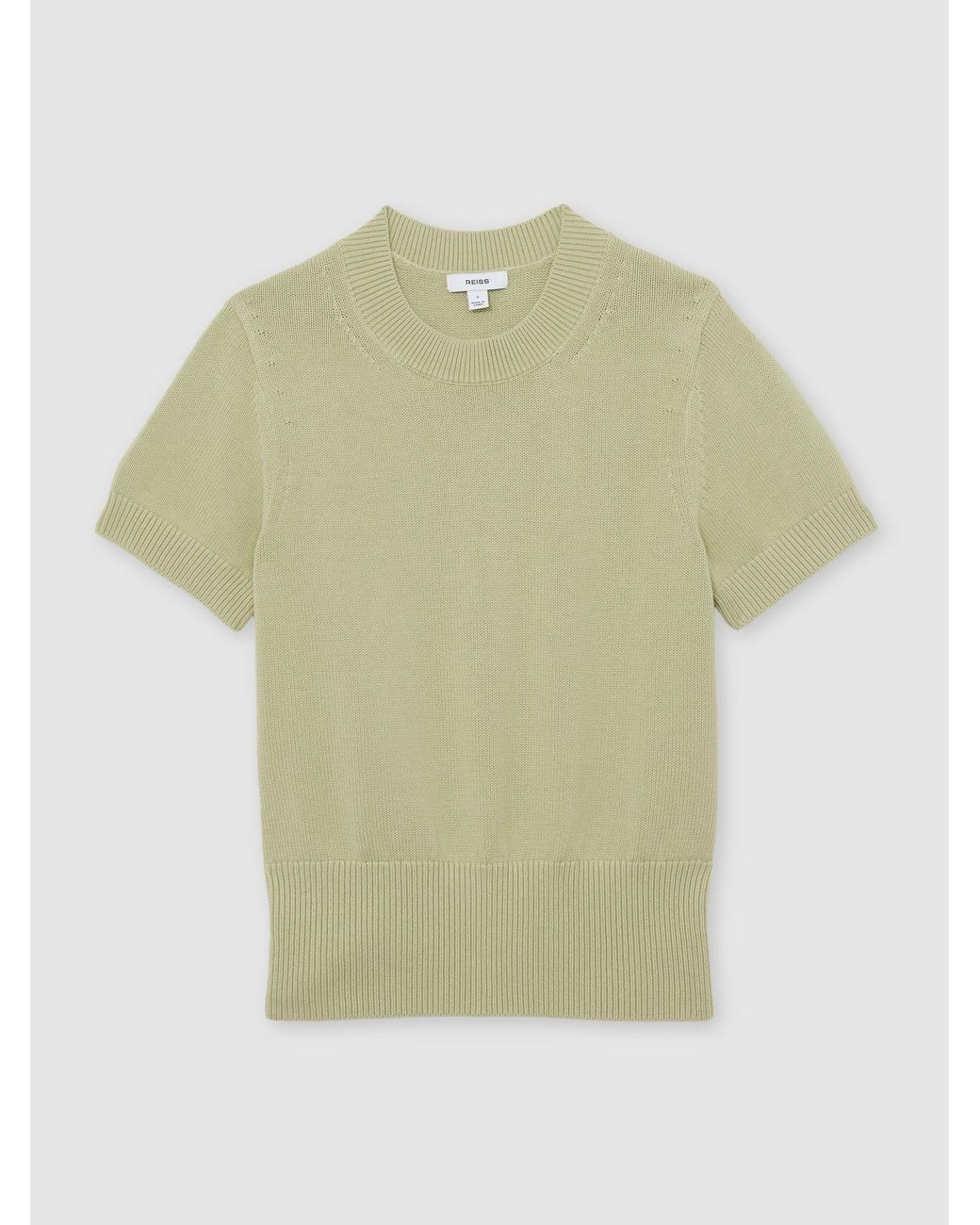 Reiss Blue Cotton And Wool Crew-Neck Top