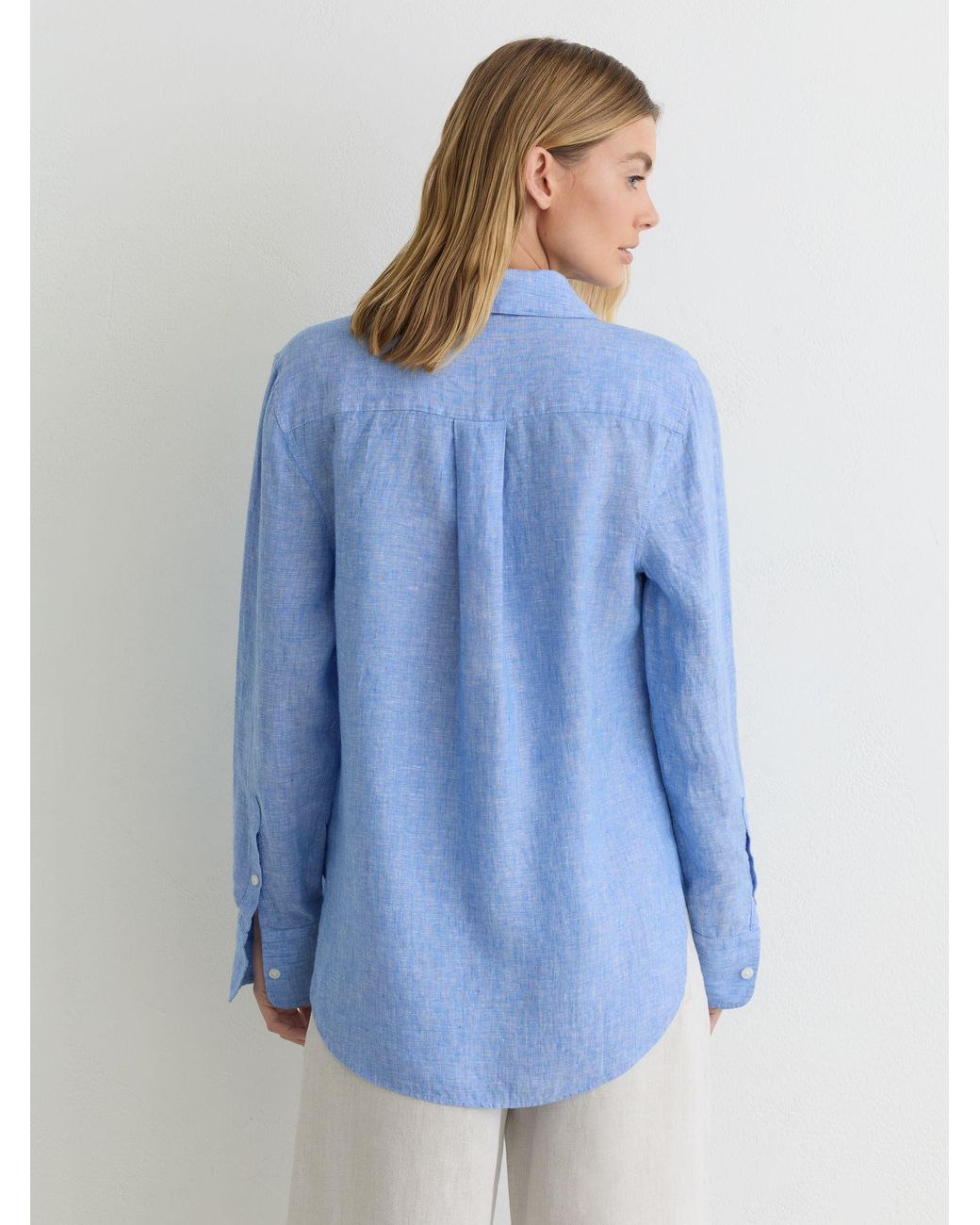 Reiss Belle - Blue Linen Button-through Shirt, Us 0