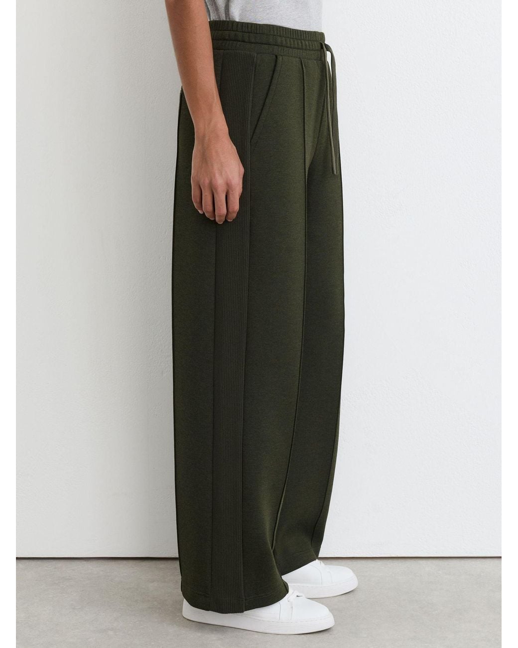 Reiss White Premium Interlock Wide-Leg Joggers