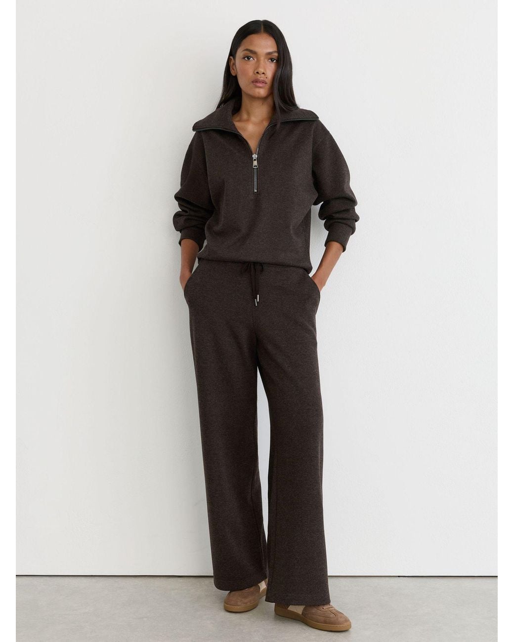 Reiss Black Herringbone Half-Zip Sweatshirt