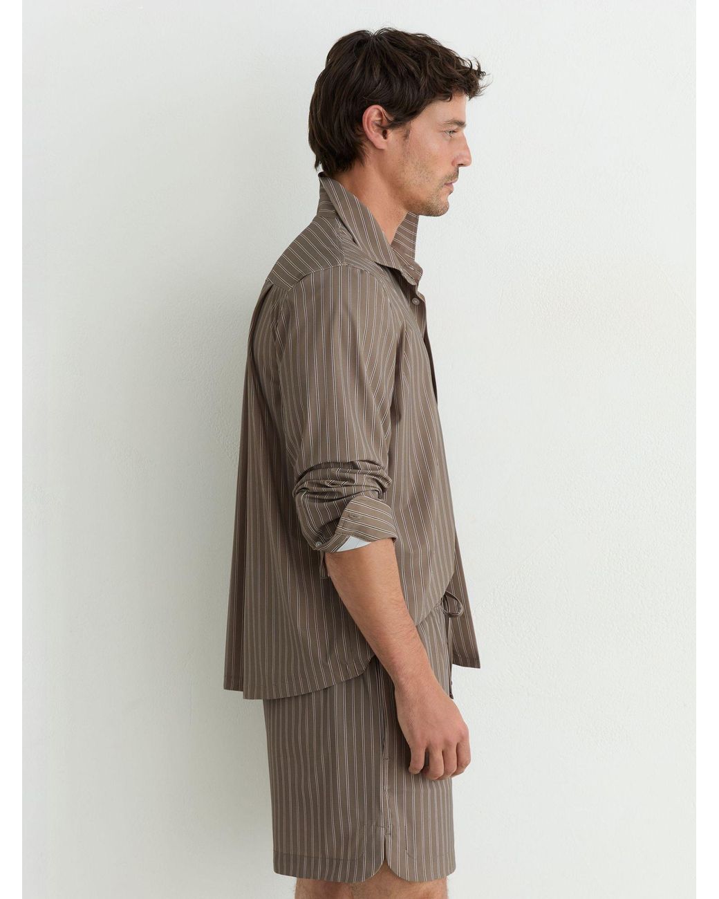 Reiss Brown Stripe Drawstring Shorts for men