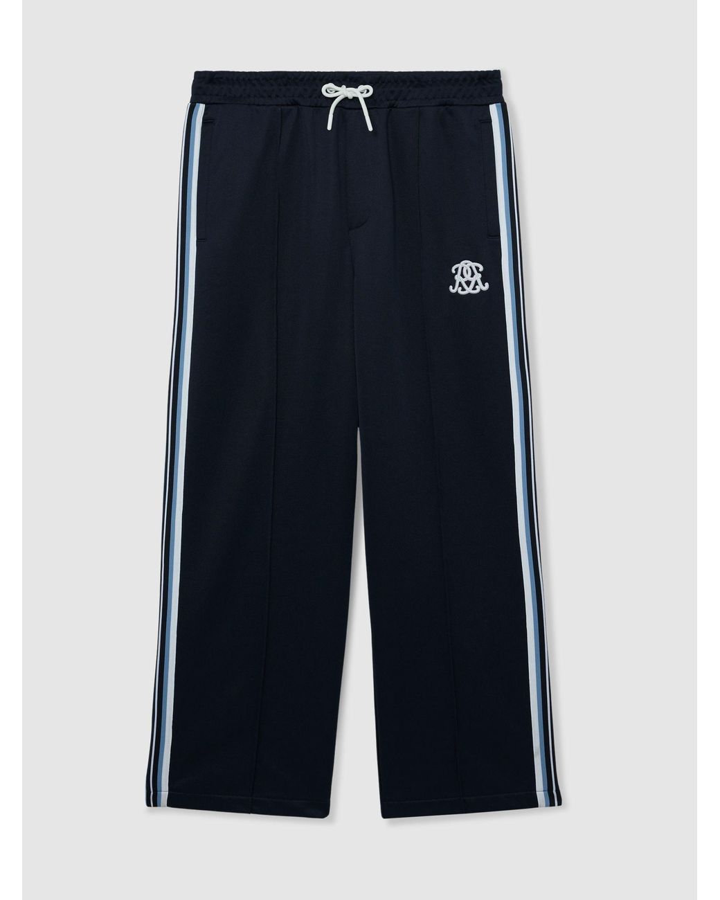 Reiss Black Lawson - Navy Monogram Tape-detail Relaxed Joggers, Xxl for men