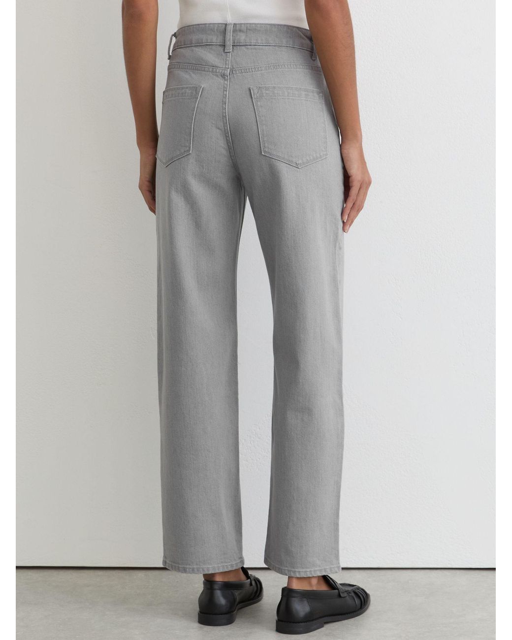 Reiss Gray Selin Mid-Rise Straight-Leg Jeans