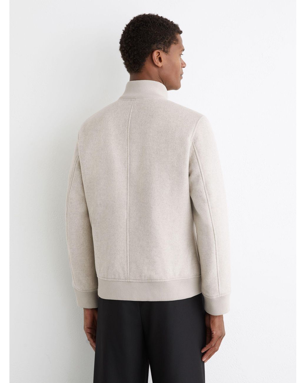 Reiss White Wool-Blend Funnel-Neck Bomber Jacket for men
