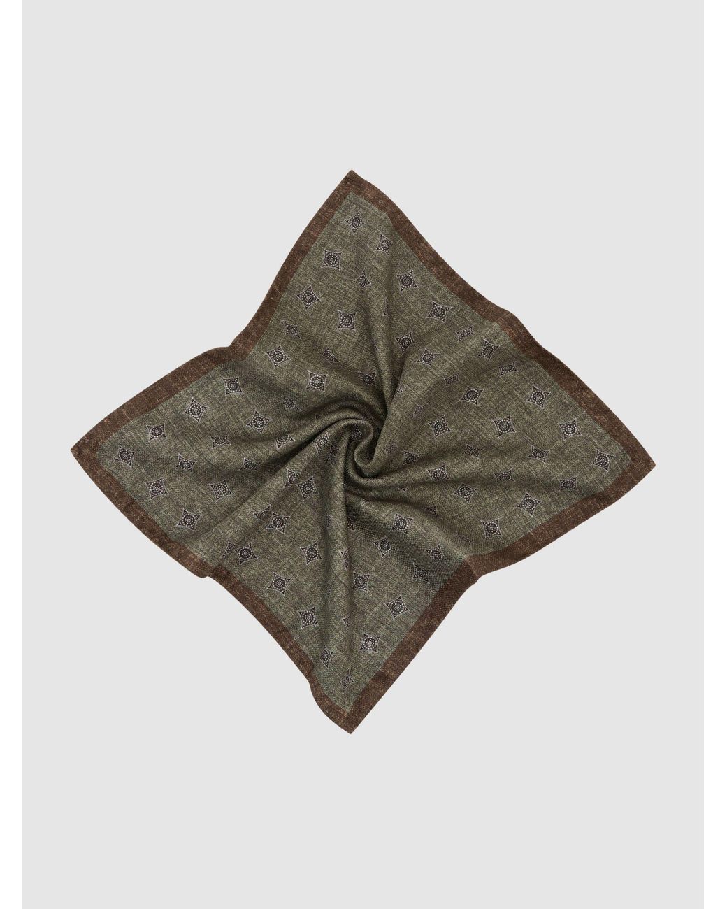 Reiss Natural Corrado - Dark Sage Green Silk Diamond Medallion-print Pocket Square, One for men