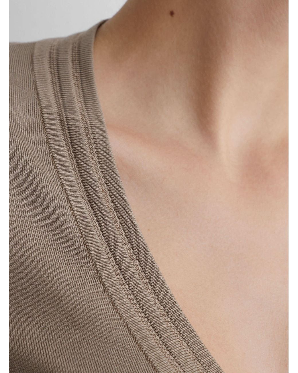 ATELIER Gray Silk-Blend Knit V-Neck Jumper