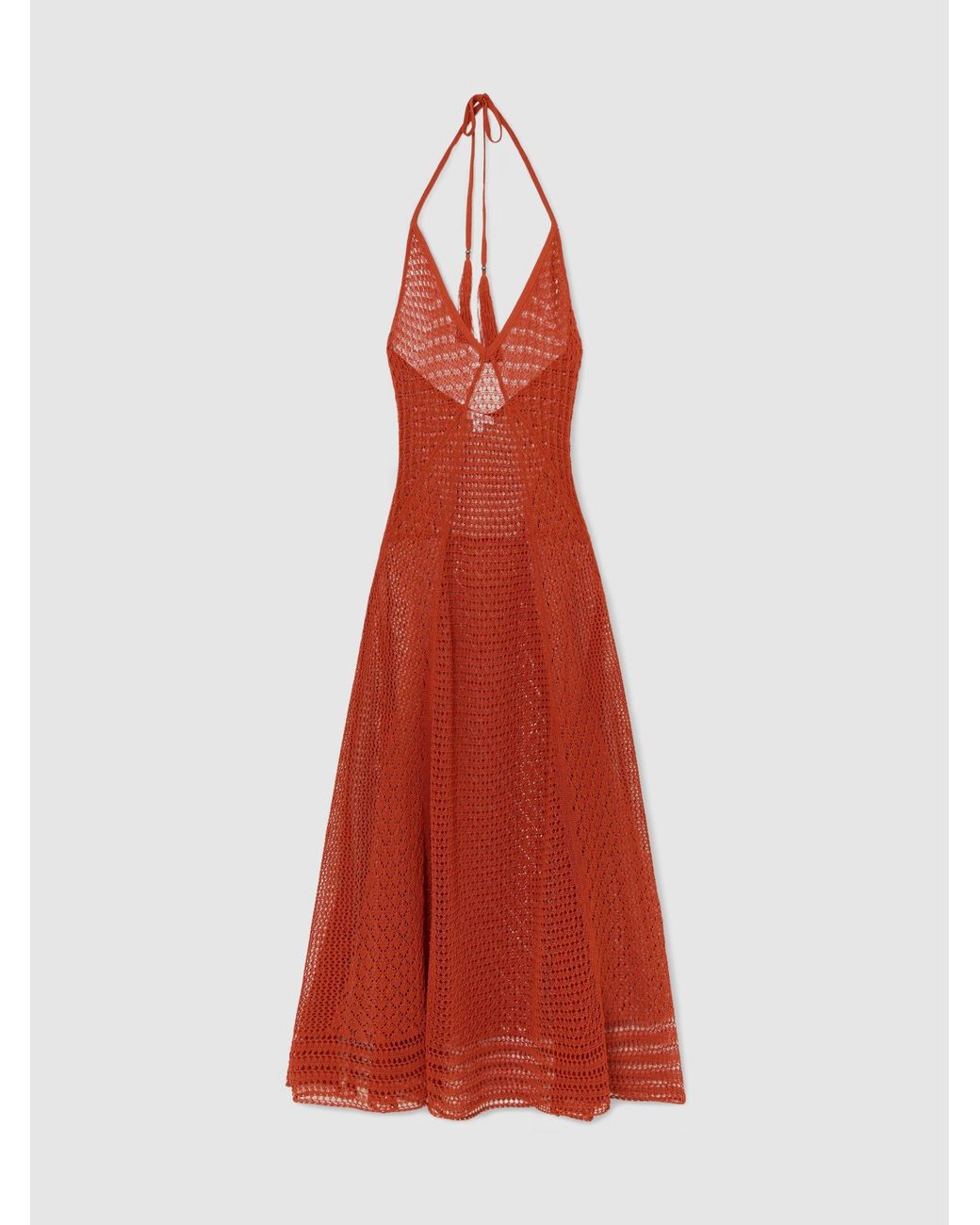 Reiss Red Cotton-Blend Crochet Beach Dress