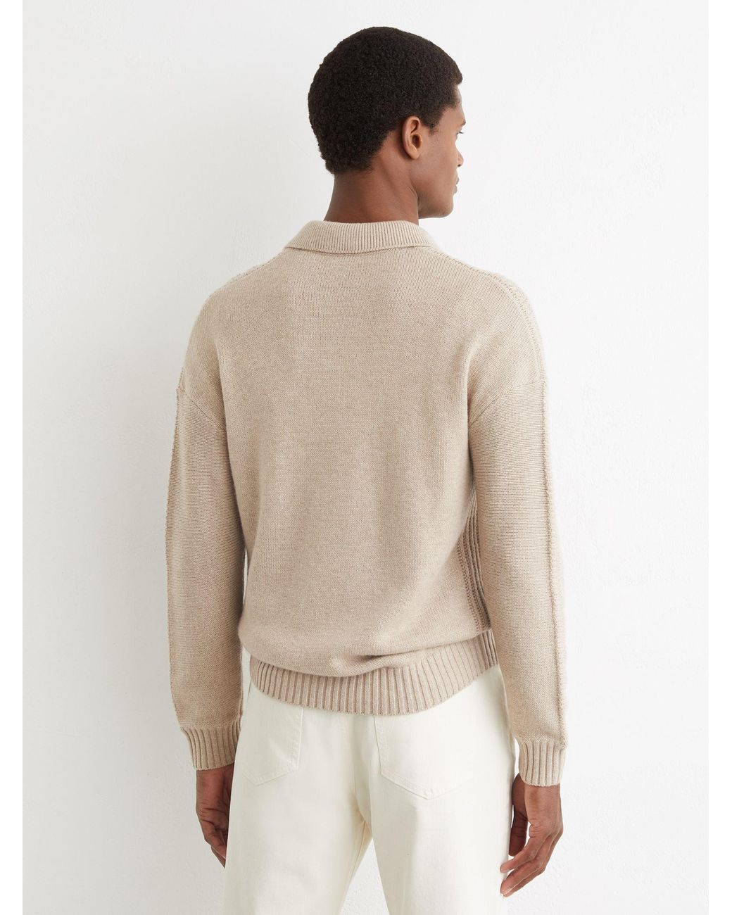 Reiss Natural Elm - Oatmeal Wool-blend Half-button Polo Jumper, S for men