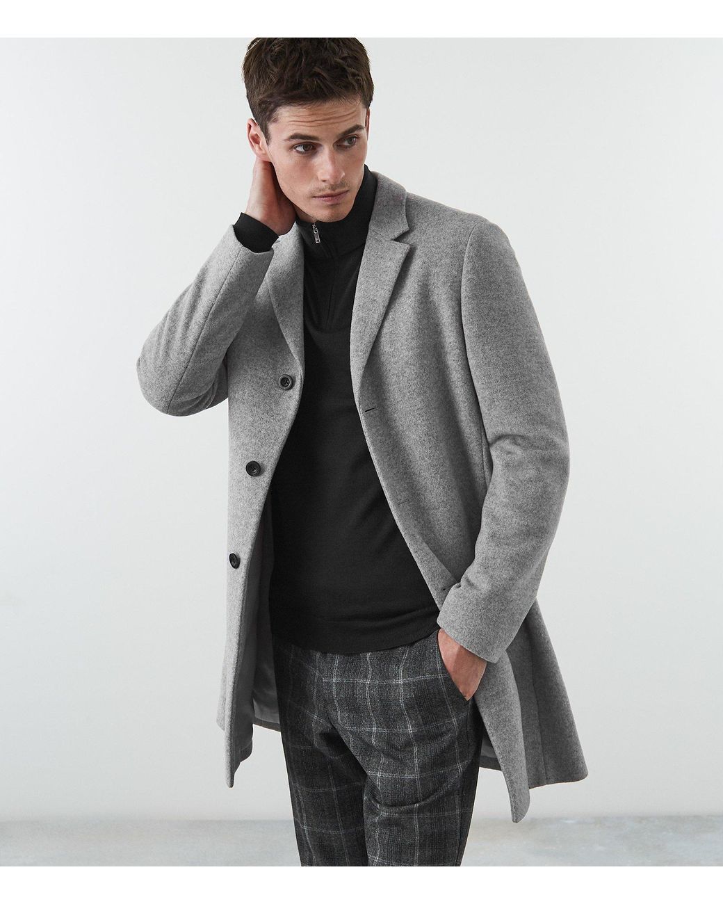 Reiss Gable - Wool Epsom Overcoat in Gray for Men | Lyst