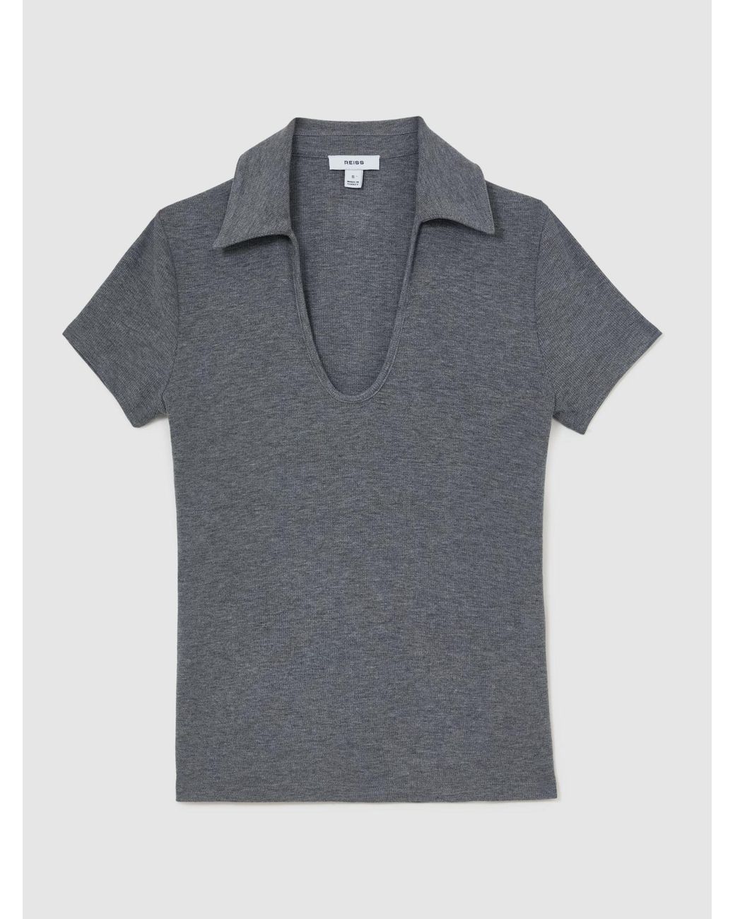Reiss Black Scoop-Neck Jersey Polo Top