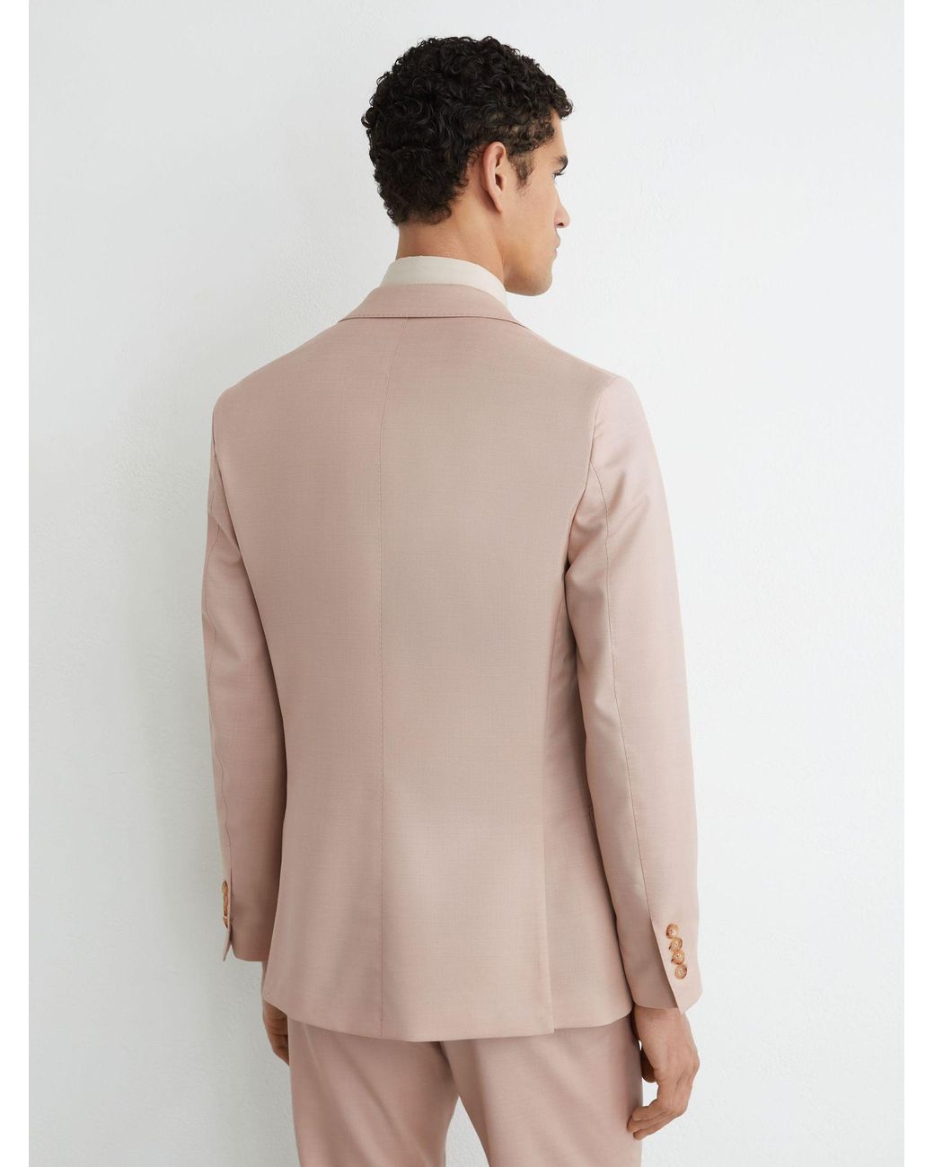 Reiss White Virgin Wool Single-Breasted Tailored-Fit Blazer for men
