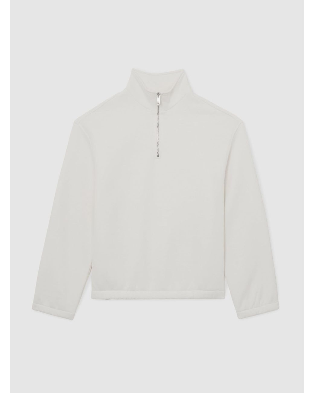 Reiss White Cotton-Blend Washed Half-Zip Sweatshirt for men