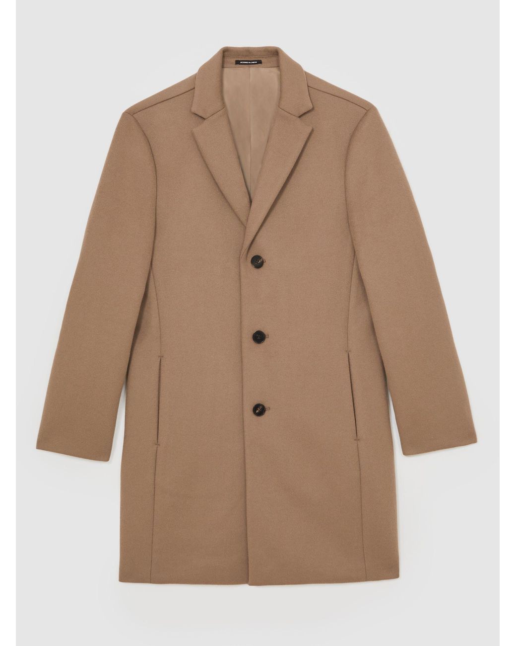 Reiss Gable - Light Brown Wool-blend Single-breasted Overcoat, L for men