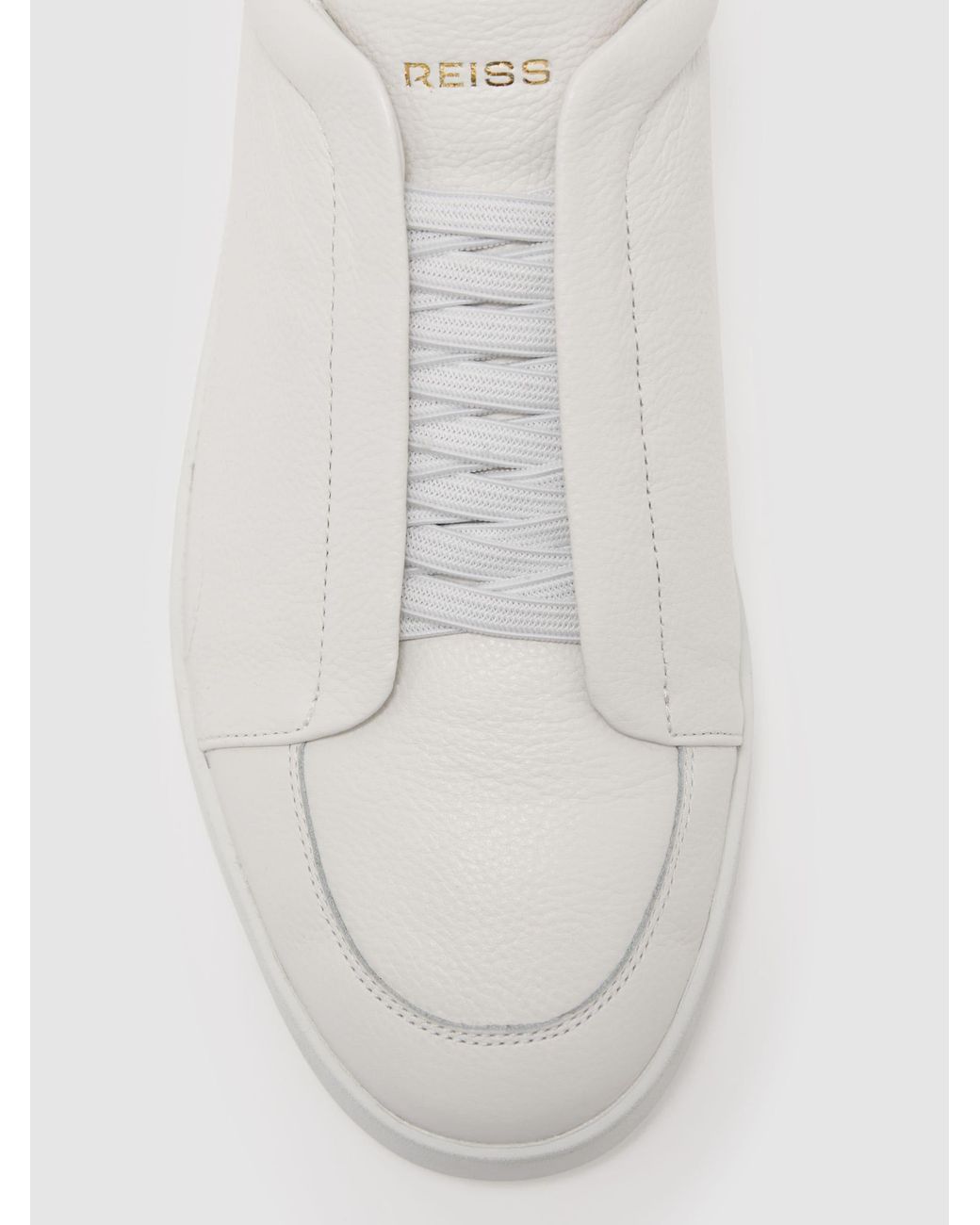 Reiss Natural Henry Bonded-Leather Elasticated Trainers for men