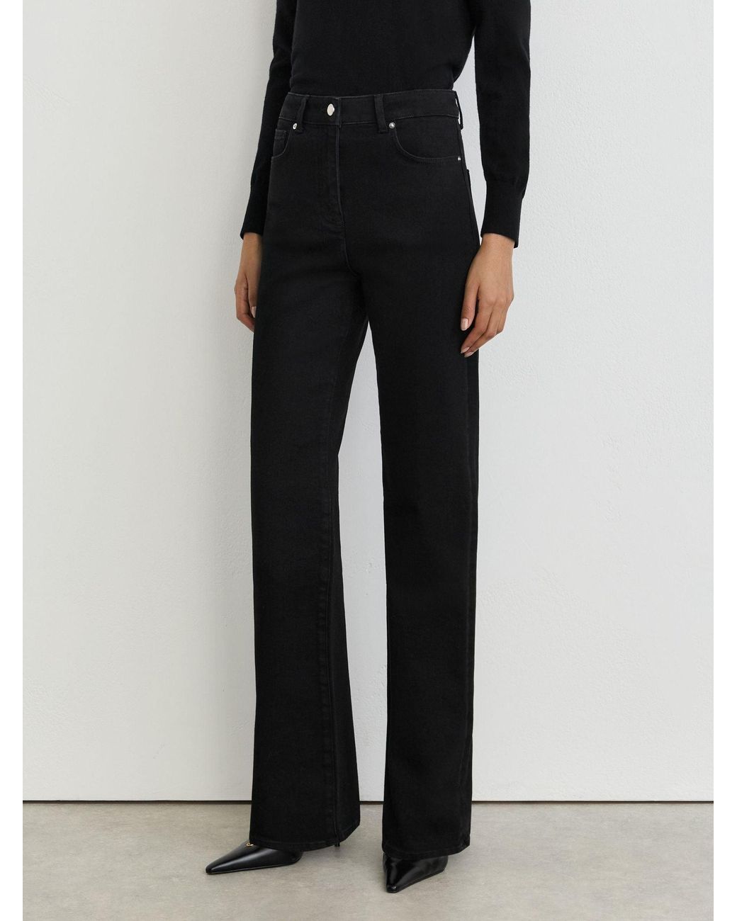 Reiss Black High-Rise Bootcut Jeans