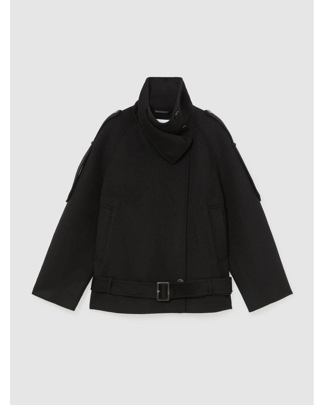 Reiss Blue Wool-Blend Funnel-Neck Blindseam Coat