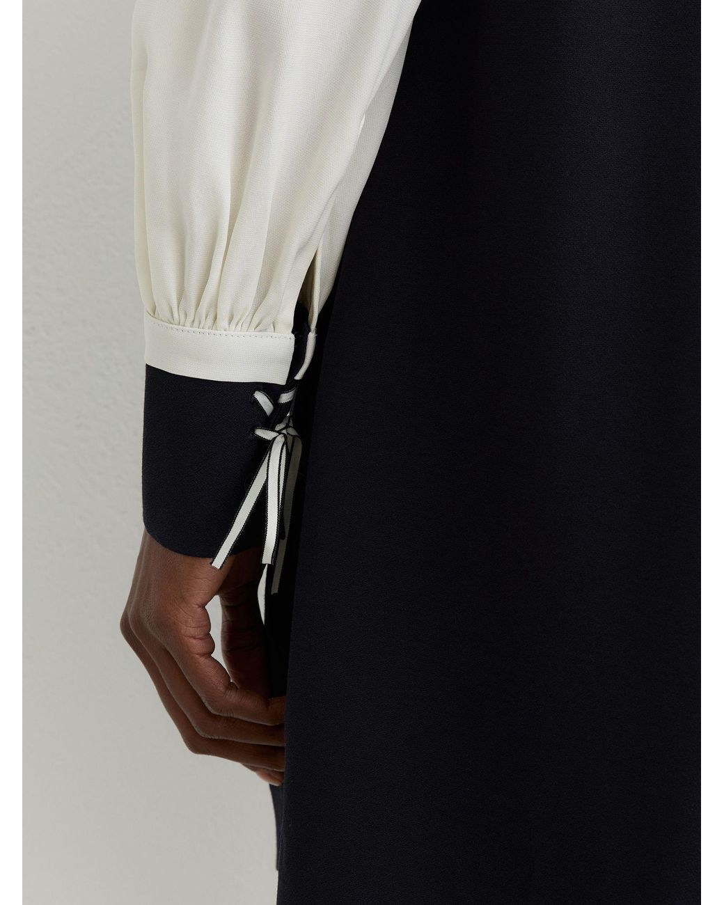 Reiss Blue Tie-Neck Contrast Shift Dress