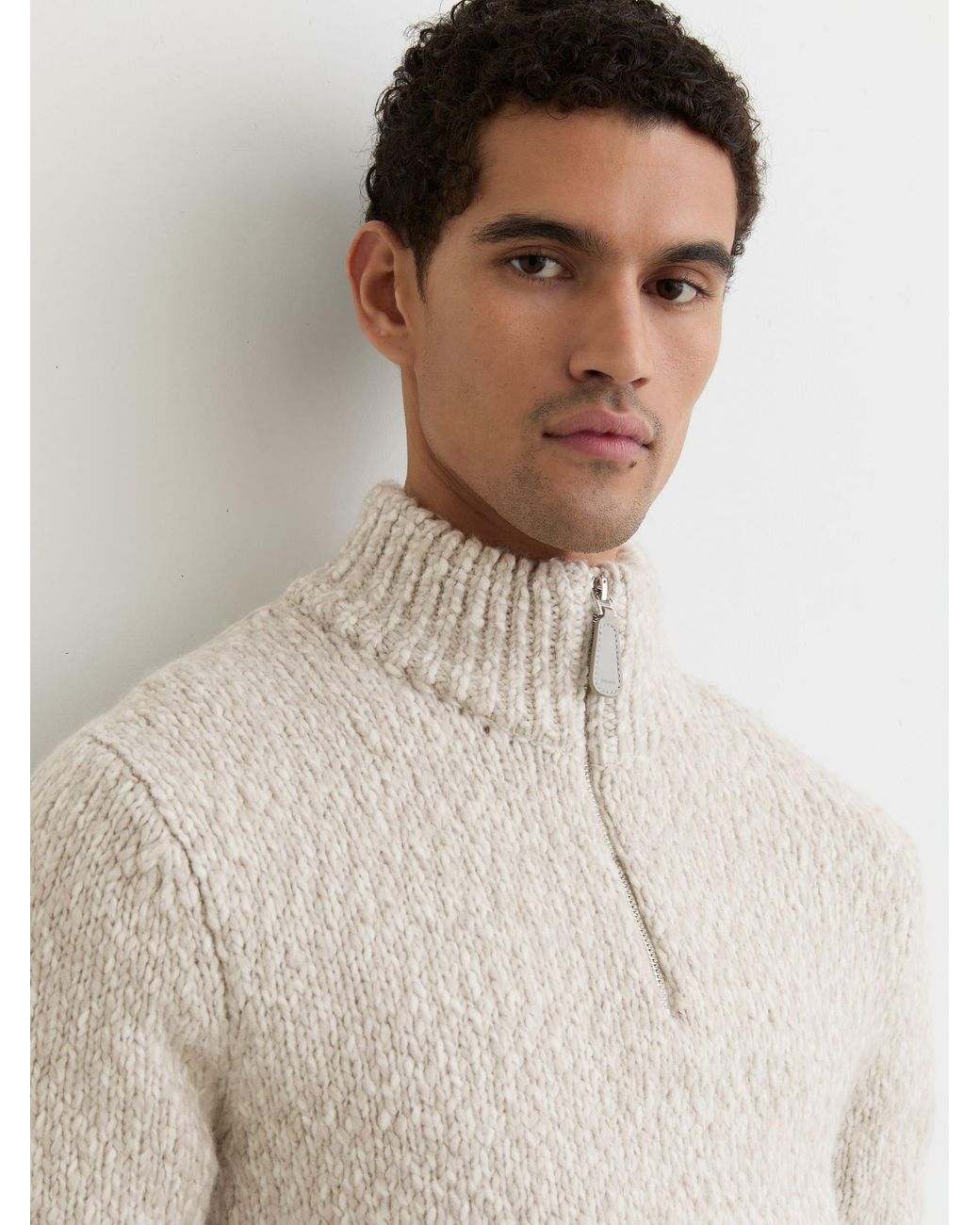 Reiss Multicolor Marled Half-Zip Knitted Jumper With Wool for men
