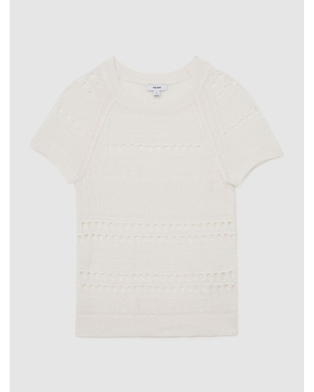 Reiss Chloe - White Linen Textured-knit Top, Xl (us 16-18) | Lyst