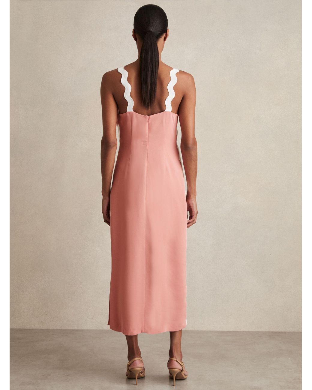 Reiss Natural Wave Trim Crepe Midi Dress