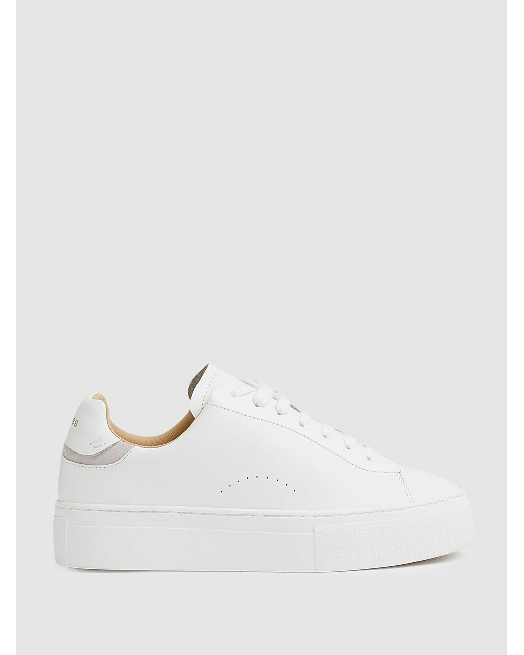 Reiss White Francesca Low-Top Leather Trainers Sneakers