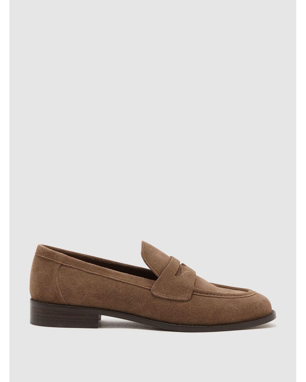 Reiss Natural Suede Penny Loafers