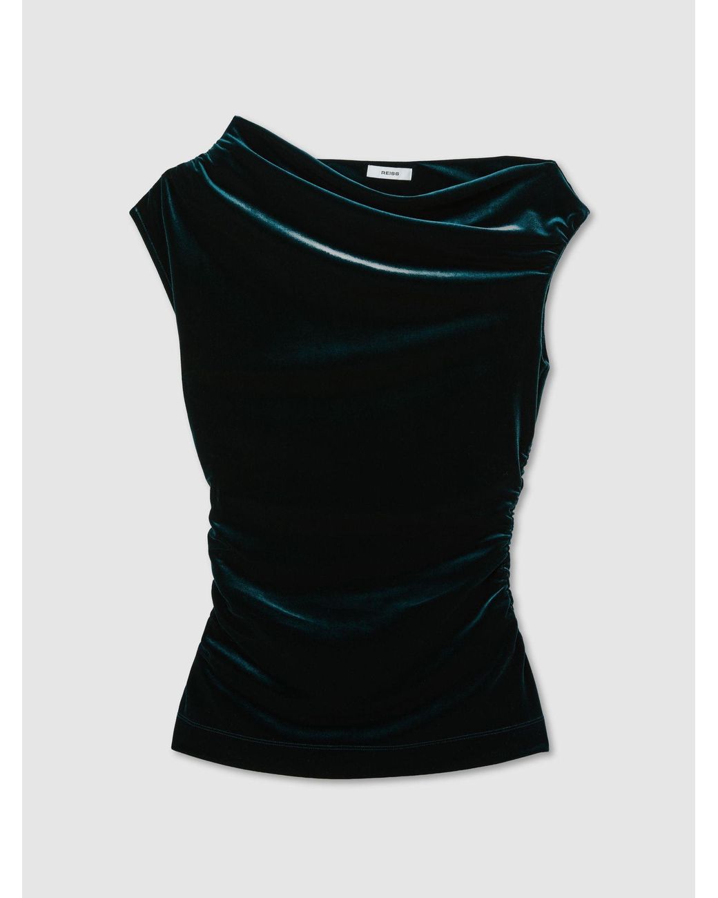 Reiss Black Velvet Off-Shoulder Top