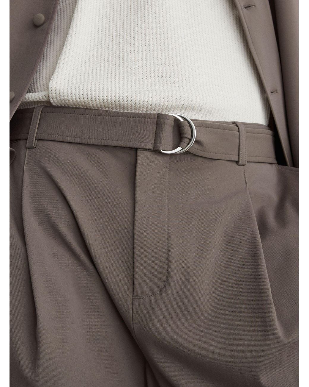 Reiss Gray Taupe Hadi Belted Pleated Shorts for men