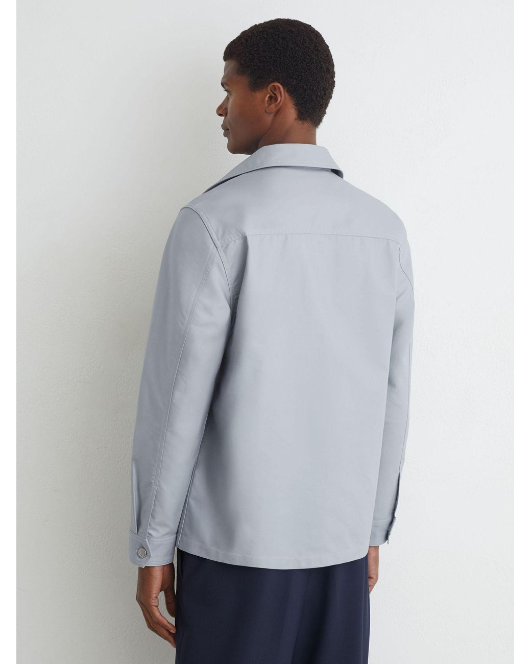 Reiss Blue Cotton-Twill Four-Pocket Overshirt for men