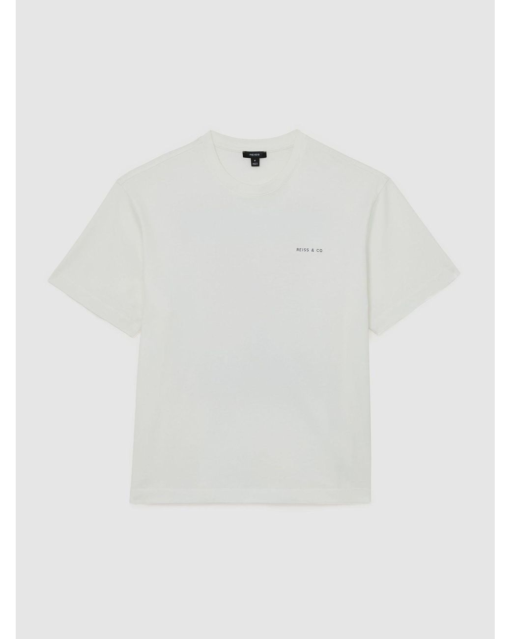Reiss White Cotton Dive-Print Relaxed-Fit T-Shirt for men