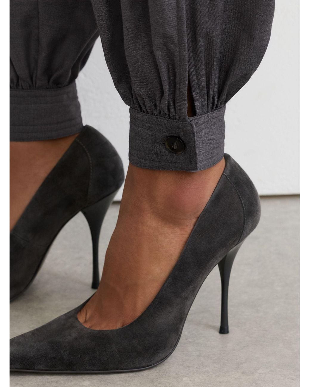 Reiss Gray Cuffed Balloon-Leg Trousers